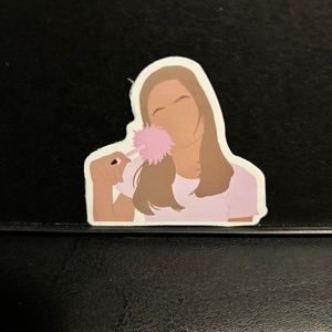 FEMALE SMELLING PINK FLOWER STICKER